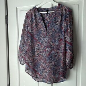 Maurices Paisley Print Blouse - Red and Blue